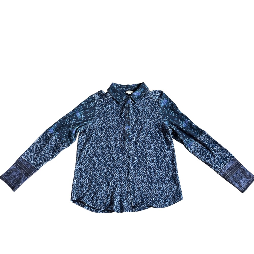 Sundance Floral Paisley Patchwork Quarter Button Up Womens L Granola Boho